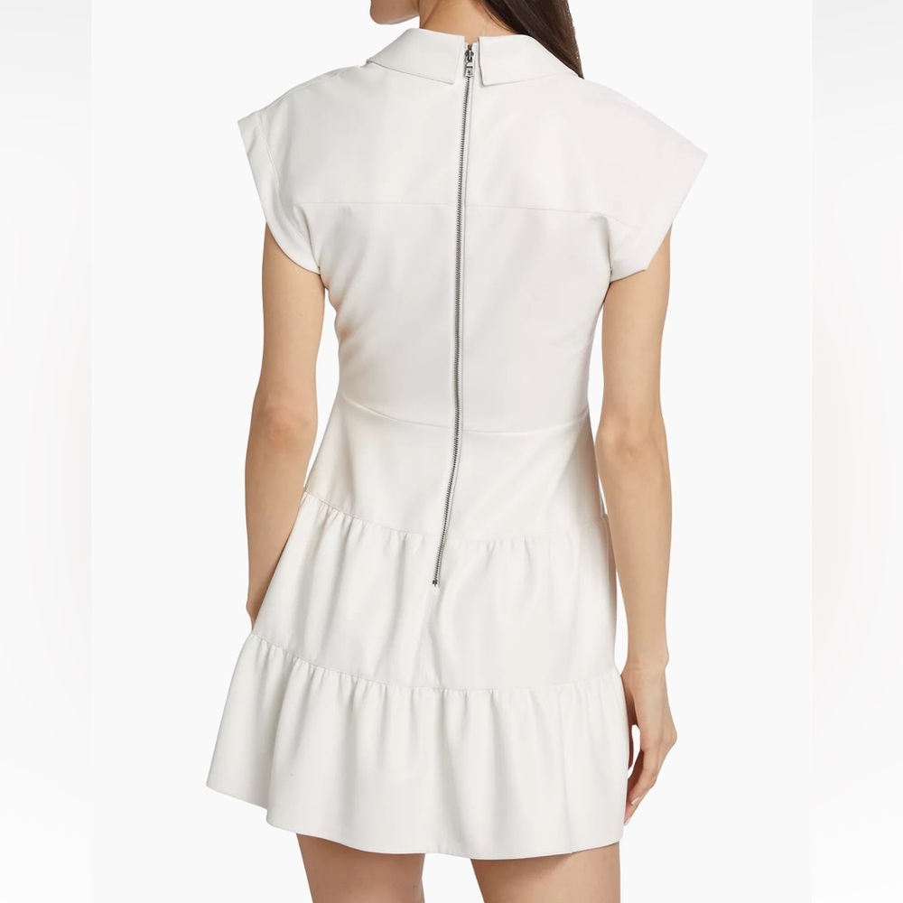 Alice + Olivia Mila Vegan Leather Twist-Front Mini Dress Size 4 NWT - Picture 3 of 8